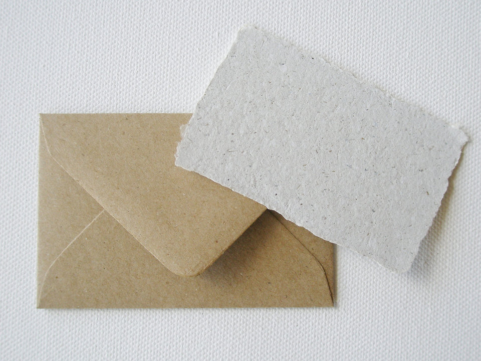 Llama Poo Card Set with Brown Envelopes, 4 Mini Handmade Recycled Llama Poo Paper Cards, hand stamped envelopes