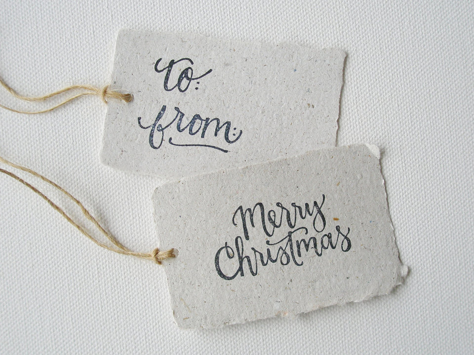 8 CHRISTMAS Llama Poo Gift Tags, Recycled Merry Xmas Tags, To / From Swing Tags with Deckle Edge for Gifts, Gifting Supplies, Calligraphy
