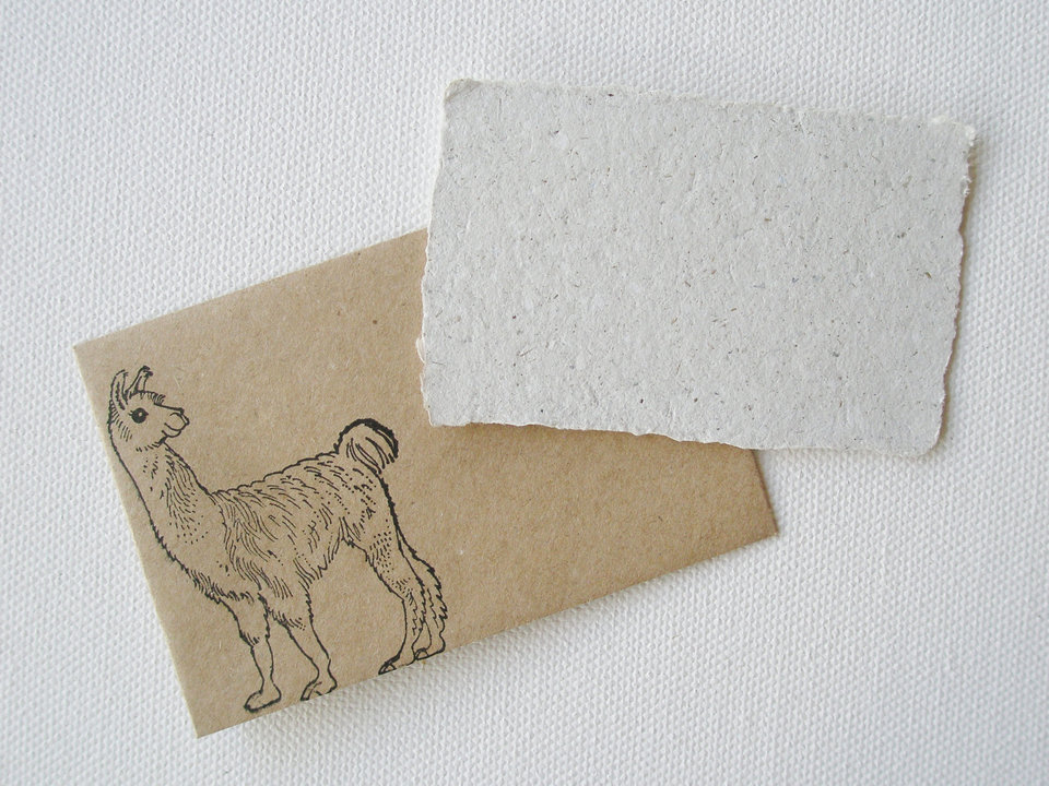 Llama Poo with Hand made Recycled Paper Mini Gift Card with Brown Envelope