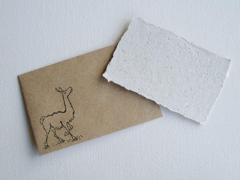 Handmade Recycled Llama Poo Paper Mini Gift Card with Brown Envelope