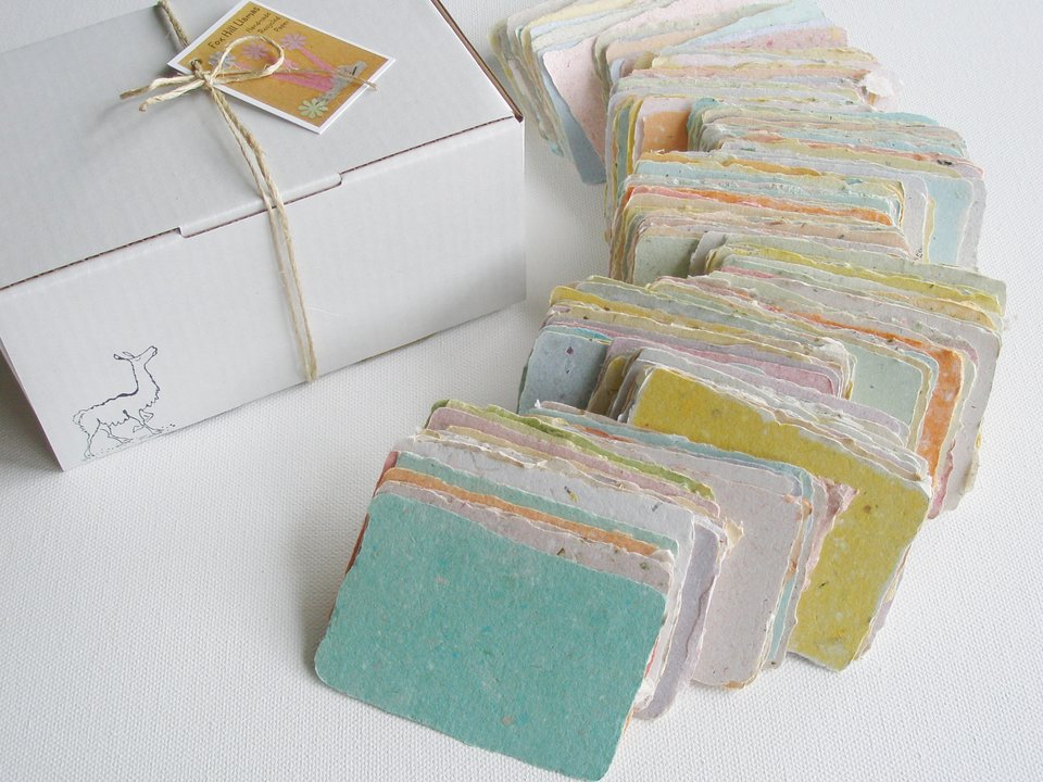coloured handmade recycled cards