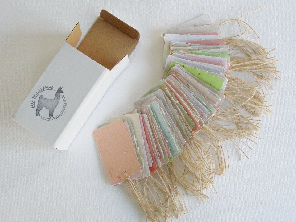Handmade Recycled Paper Tags - 100 Gift Tags - Bulk Swing Tags - Deckle Edge Tags - Eco Friendly Gift Tags - Eco Friendly Gifts - Name Tags