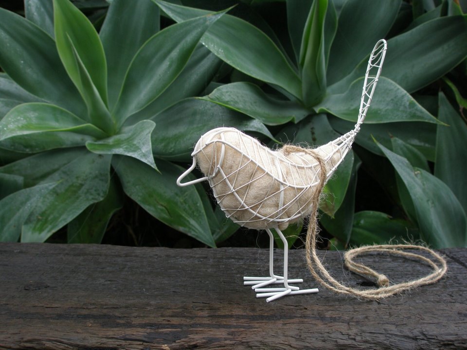 Native Bird Nester. Wire Bird with Llama Fibre Nesting Material, love birds, Gift for bride, Mother's Gift, Garden Gift Idea, Eco
