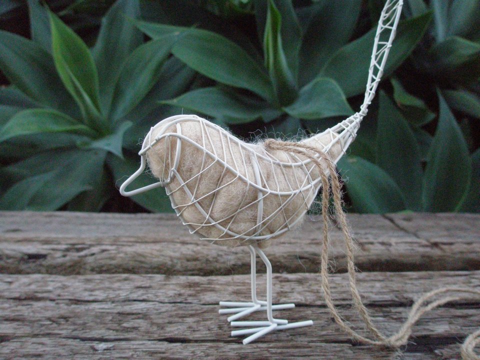 Native Bird Nester. Wire Bird with Llama Fibre Nesting Material, love birds, Gift for bride, Mother's Gift, Garden Gift Idea, Eco