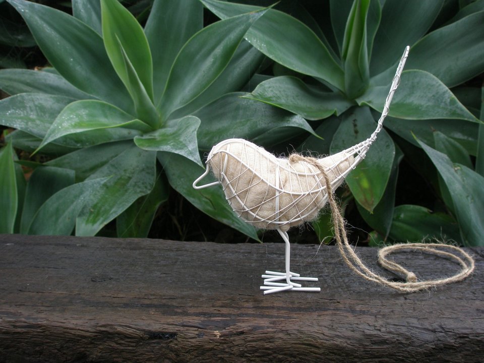 Native Bird Nester. Wire Bird with Llama Fibre Nesting Material, love birds, Gift for bride, Mother's Gift, Garden Gift Idea, Eco