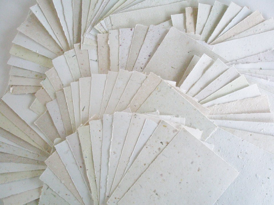 5x7" Sheets, 30 Sheets, Neutral Recycled Paper, Handmade Paper, Botanicals, Flowers, Typewriter Paper, Poetry Paper, Calligraphy Paper,