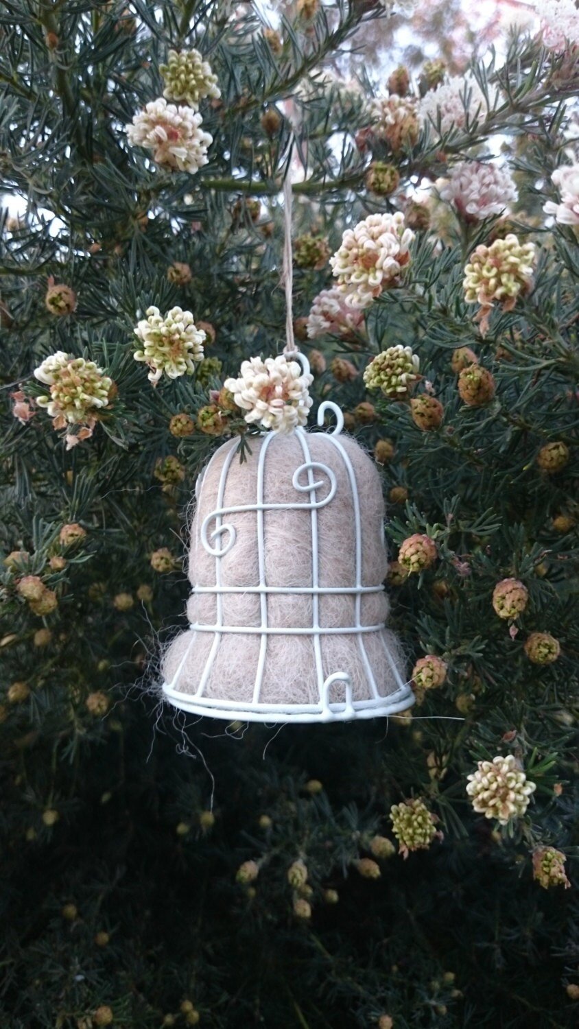 2 white Bells, Bird Nesters, Garden Wedding Decor, Wedding bells, Gift for the Bride, White Wedding, Wedding Decorations, Eco Wedding