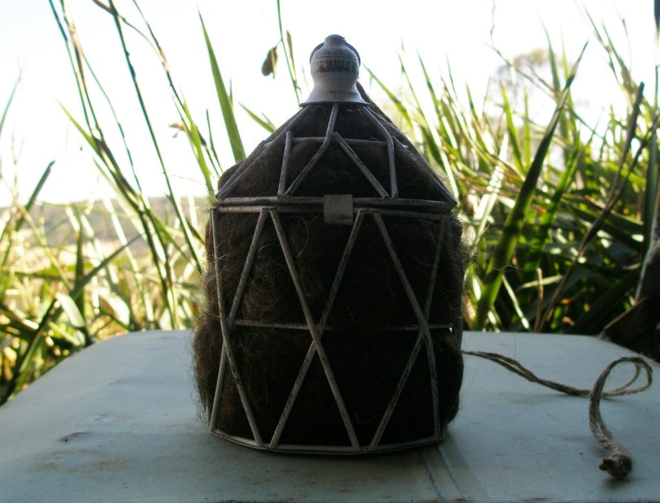 Geometric Bird Nester with Llama Fibre. Nesting Material to Attract Native Birds to your Garden. Eco Friendly Gift for nature lover