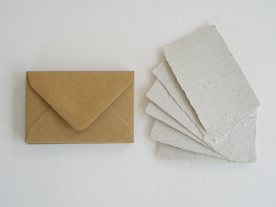 Llama Poo Paper Cards with Envelopes. Gift Card Set of 6 Gift Cards. Blank Mini Cards with Envelopes. Recycled and eco friendly