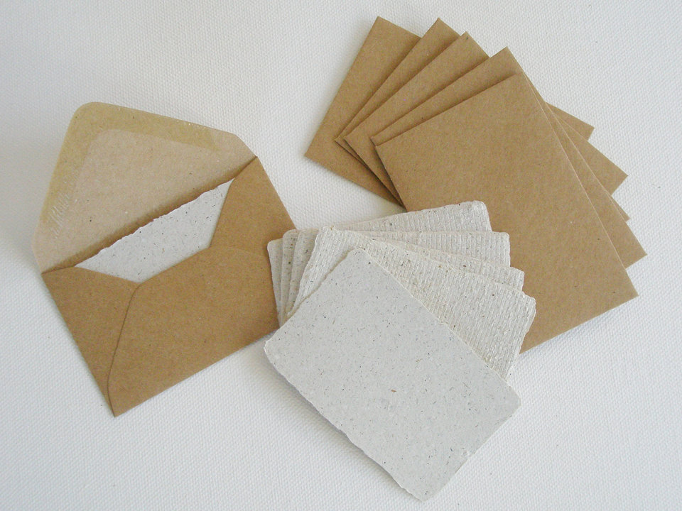 Llama Poo Paper Cards with Envelopes. Gift Card Set of 6 Gift Cards. Blank Mini Cards with Envelopes. Recycled and eco friendly