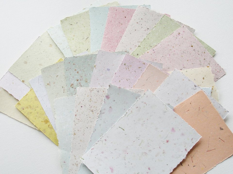 10 sheets 4 x 6"  handmade recycled mixed colour Paper, Botanicals, Flowers, Petals, Assemblage. For poets, calligraphy, letter writing