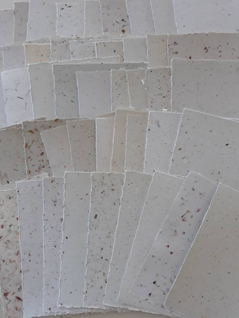 5x7" Sheets, 30 Sheets, Neutral Recycled Paper, Handmade Paper, Botanicals, Flowers, Typewriter Paper, Poetry Paper, Calligraphy Paper,