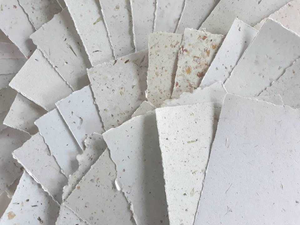 5x7" Sheets, 30 Sheets, Neutral Recycled Paper, Handmade Paper, Botanicals, Flowers, Typewriter Paper, Poetry Paper, Calligraphy Paper,