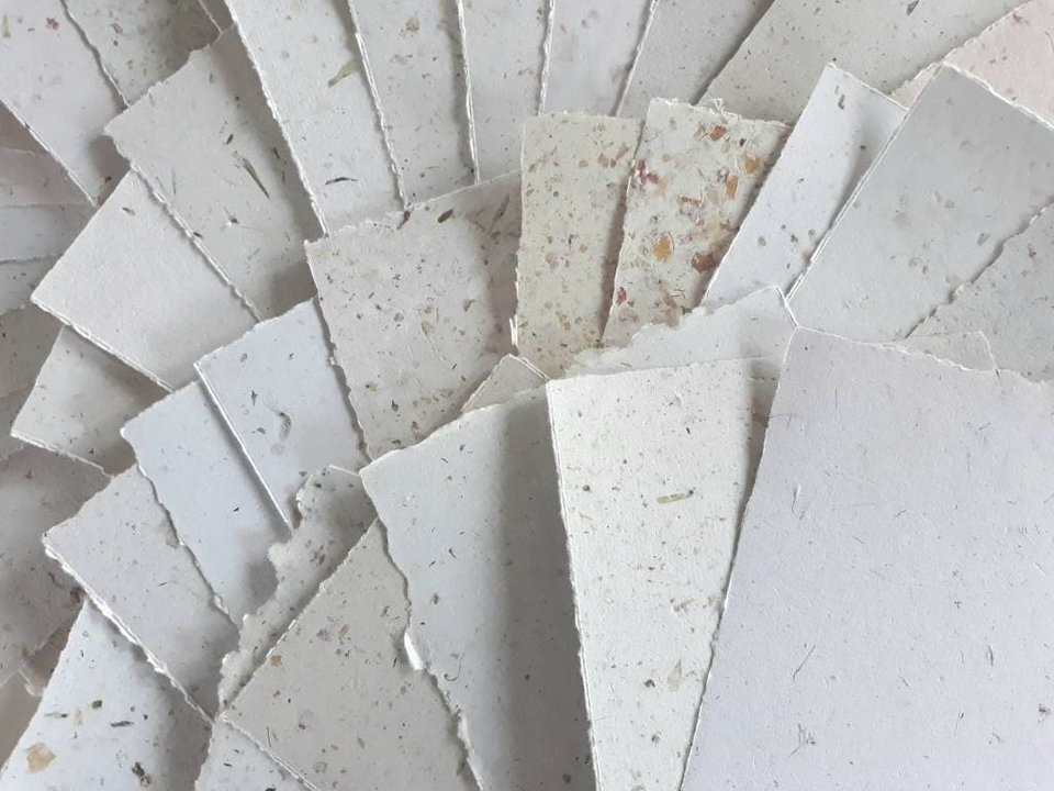 4 x 6" - 50 Sheets Hand made recycled Paper, Neutral Tones