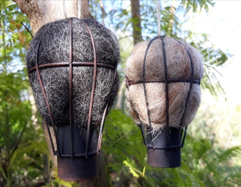 Hot Air Balloon Bird Nester. Outdoor home isolation Gift with Llama Fibre Nest Building Material. Children's homeschool nature activity