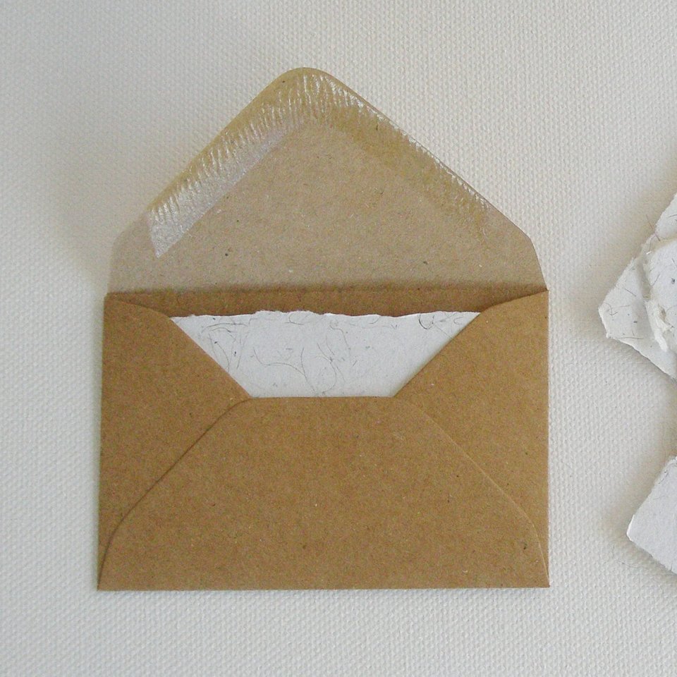 Christmas Llama Fibre Mini Card and Hand Stamped Envelope, Handmade Recycled Paper Card