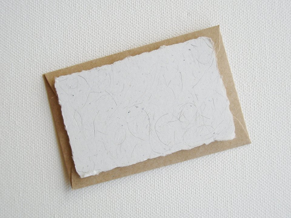 Christmas Llama Fibre Mini Card and Hand Stamped Envelope, Handmade Recycled Paper Card