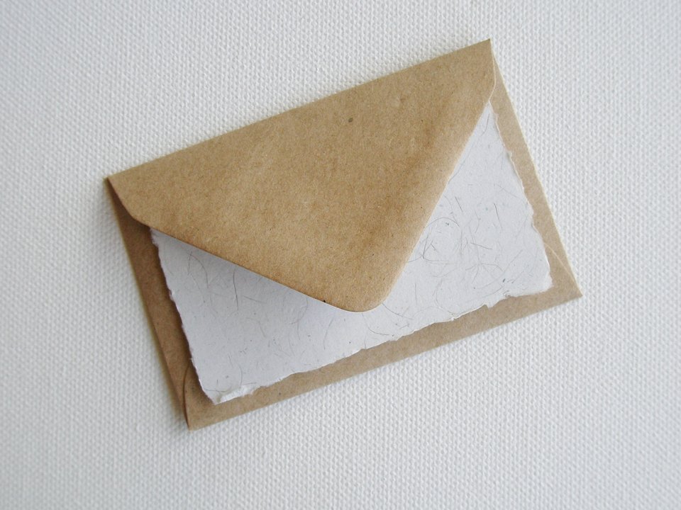 Christmas Llama Fibre Mini Card and Hand Stamped Envelope, Handmade Recycled Paper Card