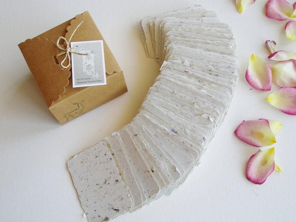 120 Handmade 2x3 Cards. Neutral Blank Recycled Paper. Box of 120. Calling or Place Card. Gift Card. Florist. Attendance. Letterpress Wedding