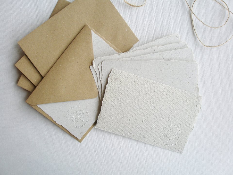 6x4 inch Llama Poo Paper Letter writing set. Stationery set with home made recycled writing paper