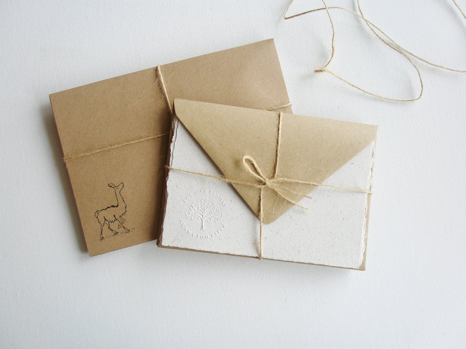 Llama Poo Paper Letter Set. Handmade recycled writing paper for children 6x4"
