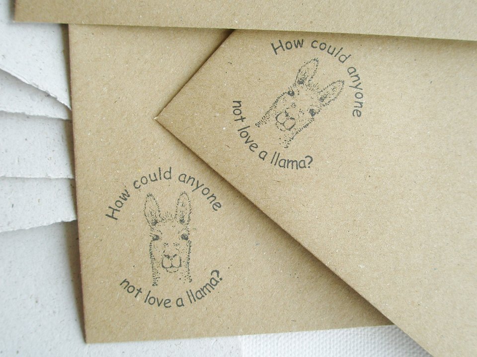 llama letter set 6x4Inch with handmade recycled llama Poo Paper. Writing sheets with envelopes for llama themed party or eco friendly gift