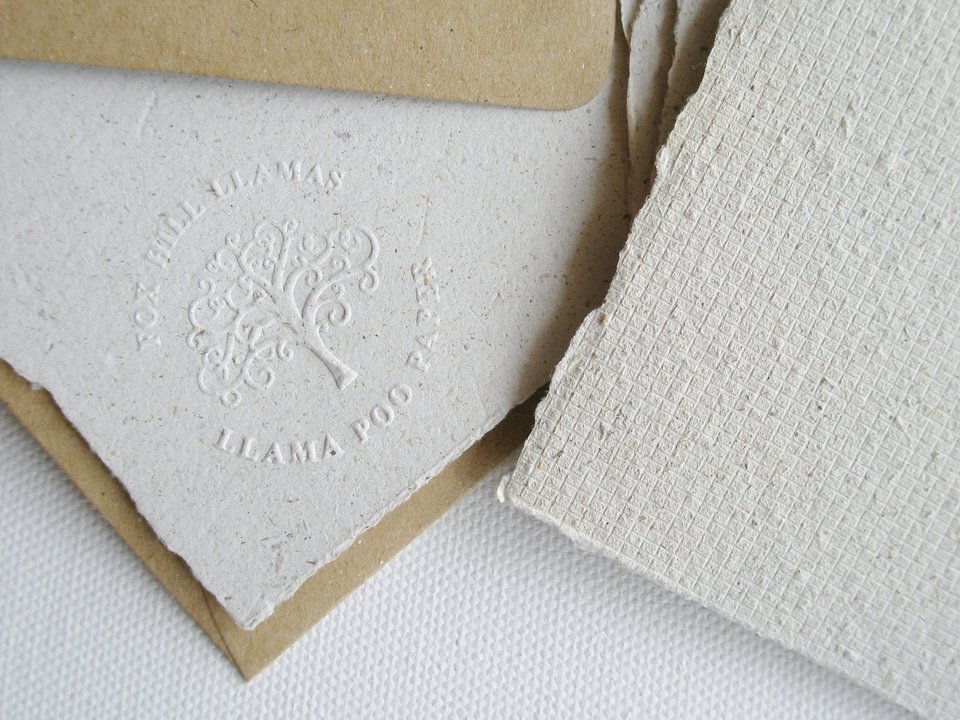 6x4 Inch Llama Poo Paper Letter Set. Handmade writing sheets with stamped envelopes. Gift for llama lover or llama theme party
