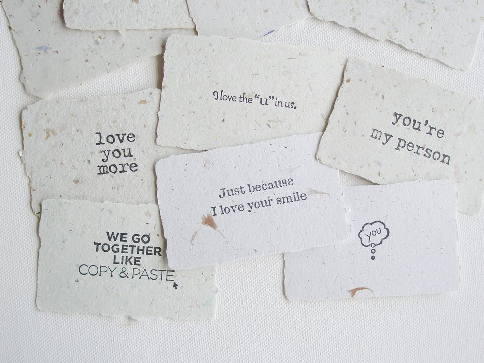 Love Note Kit with Hand made Paper. Mini Notes with Envelopes. Homemade recycled Love Messages. Lover's Gift for partner wife husband