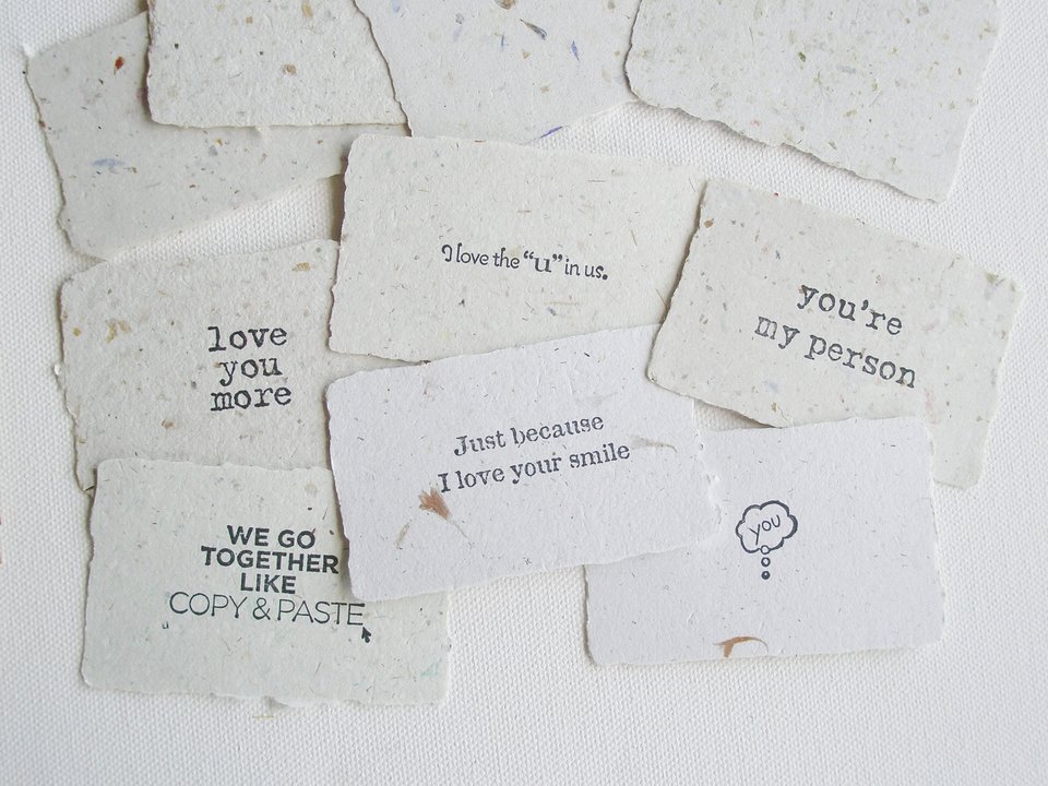 Love Note Kit with Hand made Paper. Mini Notes with Envelopes. Homemade recycled Love Messages. Lover's Gift for partner wife husband