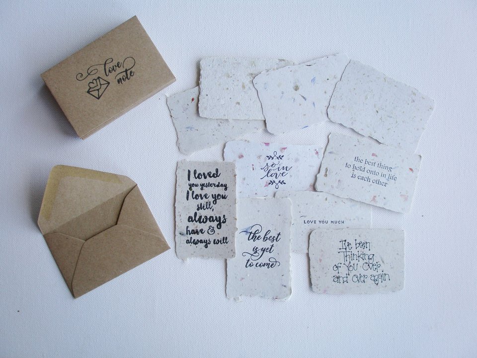 Love Notes Set, Handmade Paper Love Notes, Homemade Love Notes with envelopes, Love letters, Lover's Gift, for partner, wife, husband - No.4