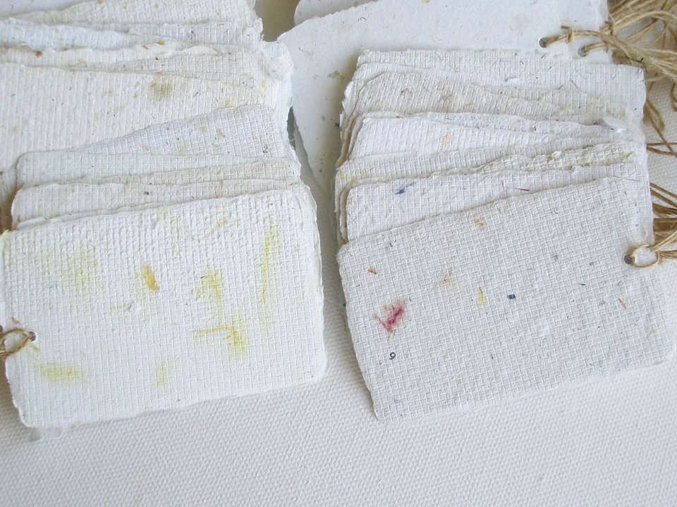 Handmade Recycled Paper Tags, 50 Gift Tags, Swing Tags, Deckle Edge homemade Tags, Blank Product Tags, Neutral toned Tags, Eco Neutral Tones