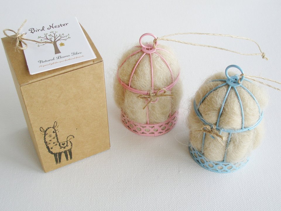 Gender Reveal, Baby Shower Favor, Small Bird Nester, Isolation Gift, Llama Fibre Nest Building Material, Blue or Pink