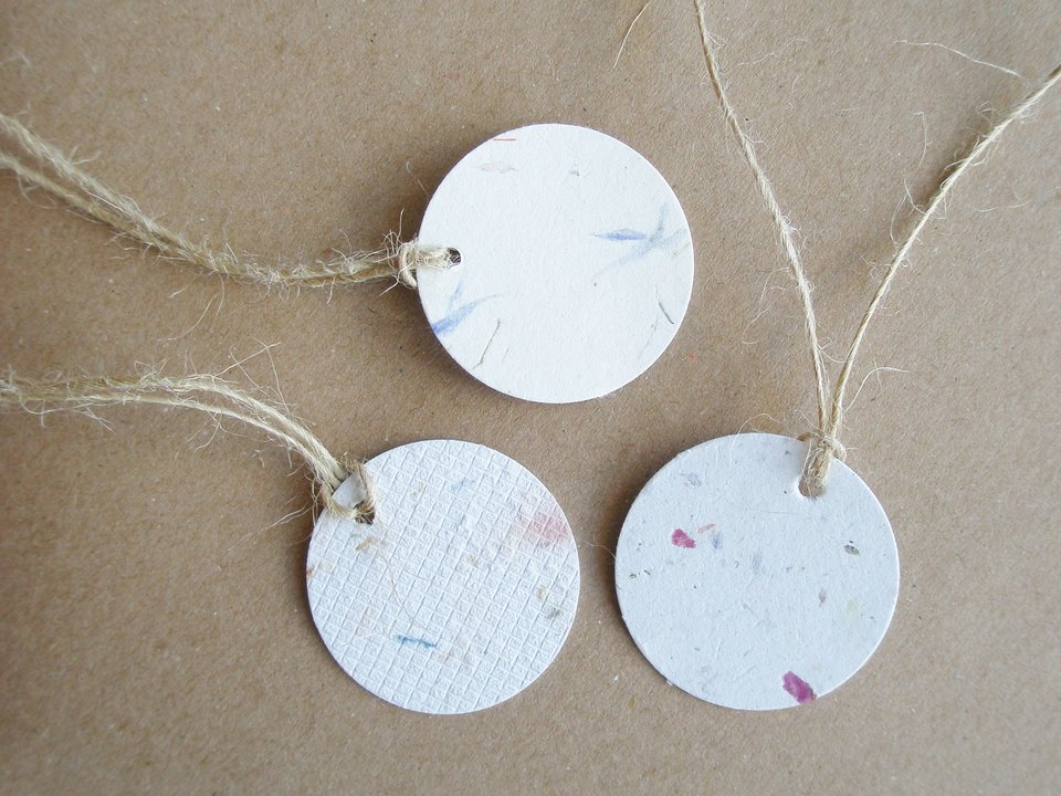 Handmade Recycled Paper Tags,  Neutral Toned Swing Tags, Eco Friendly Tags,  Product Tags, Gift Tags, Small Round Tags, Price Tags