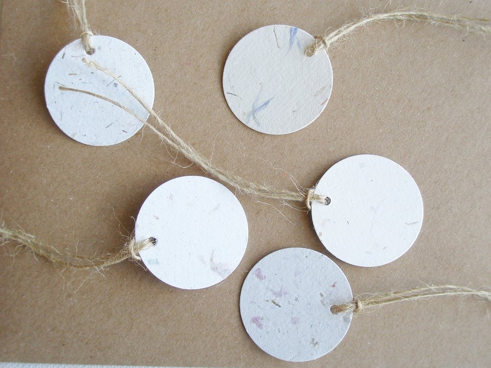 Handmade Recycled Paper Tags,  Neutral Toned Swing Tags, Eco Friendly Tags,  Product Tags, Gift Tags, Small Round Tags, Price Tags