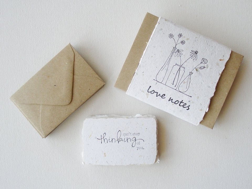 Love Notes with Envelopes, Handmade Paper Love Notes, Mini Sentiment Cards, Messages to send to loved one, Long distance relationship