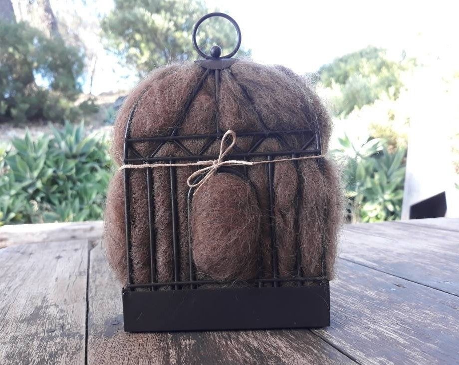 Narrow Bird Nester for Wall, Bird Nesting Llama Fibre, Gift for Garden, Housewarming present, Backyard Gift Idea, Eco Gift for home gardener