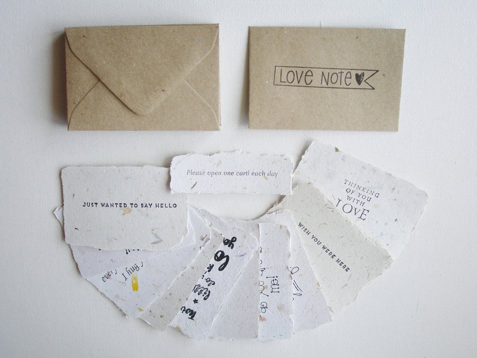 I Miss You Notes with Envelopes. Handmade Recycled Paper Love Messages. Mini Sentiment Cards for Long distance relationship