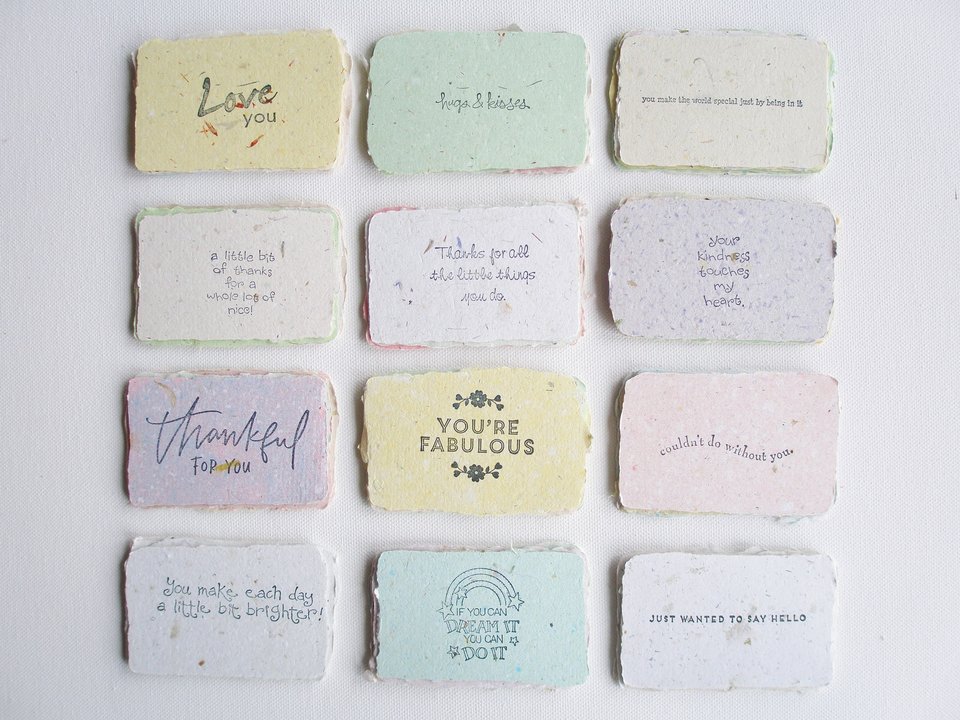 Mini Cards with Envelopes for shops, Handmade Paper, Homemade Messages of love, motivational mini notes for partner, friends, florist, gifts