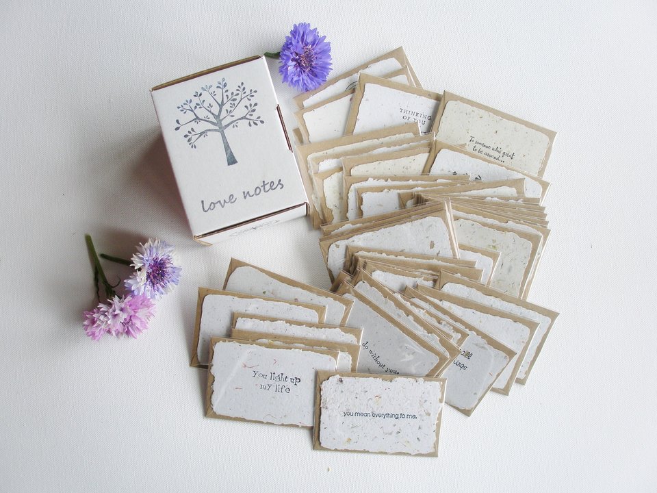 Mini Cards with Envelopes for shops, Handmade Paper, Homemade Messages of love, motivational mini notes for partner, friends, florist, gifts