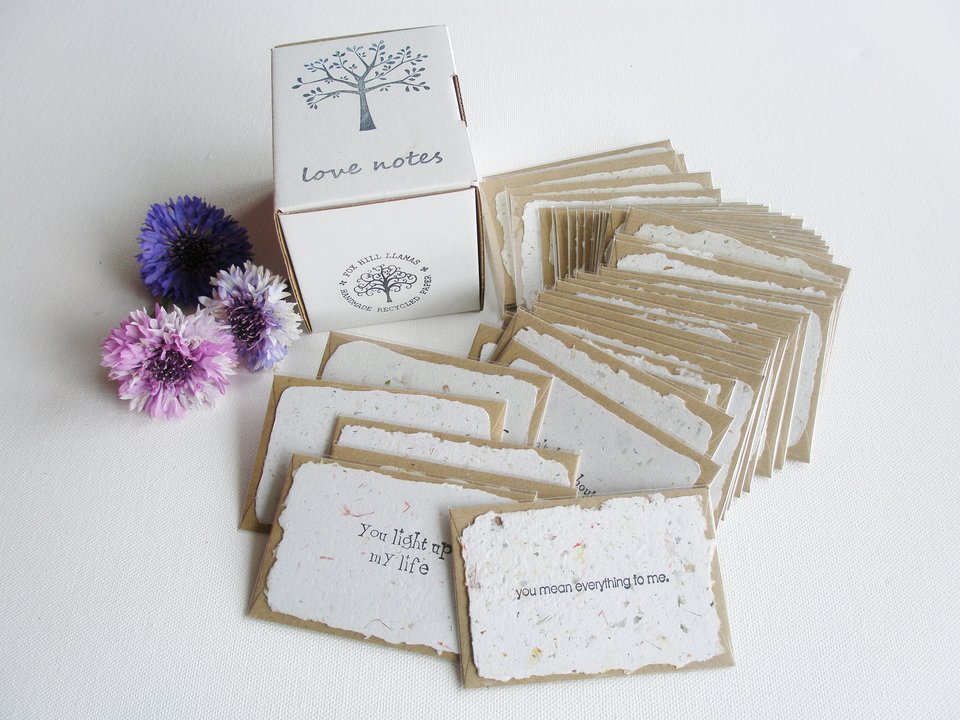 Mini Cards with Envelopes for shops, Handmade Paper, Homemade Messages of love, motivational mini notes for partner, friends, florist, gifts