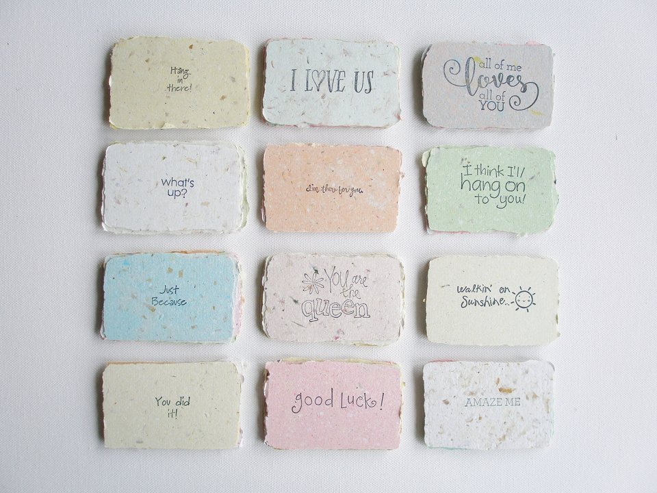 Mini Cards with Envelopes for shops, Handmade Paper, Homemade Messages of love, motivational mini notes for partner, friends, florist, gifts
