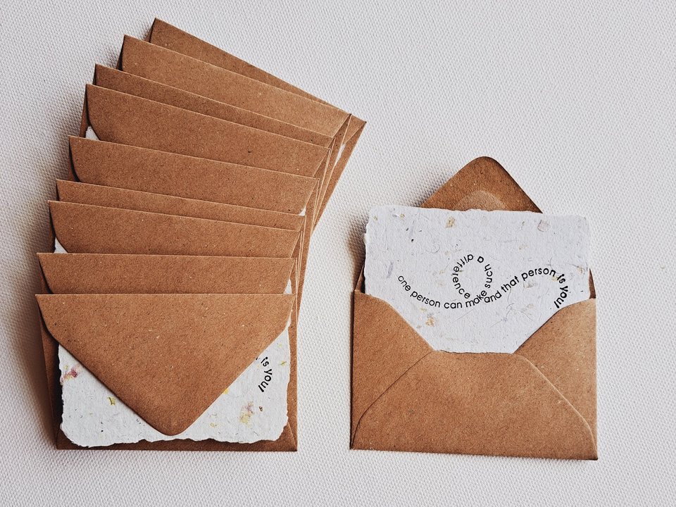 10 Mini Teacher Cards with Envelopes. Handmade Recycled Paper Notes for colleagues. For teachers. Mentor encouragement and inspiration