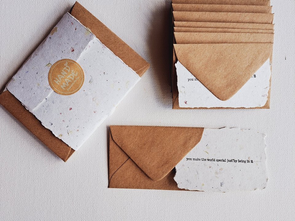 10 Mini Cards with Envelopes for Teachers, Parents, Friends. Handmade Recycled Paper love and encouragement notes