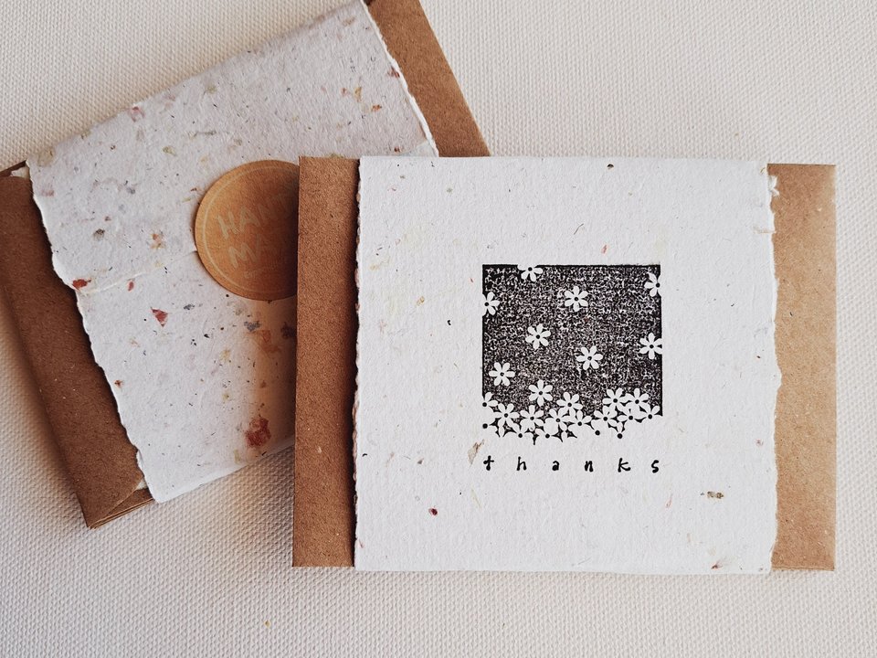 Mini Thank you Card and Envelope set  of 10