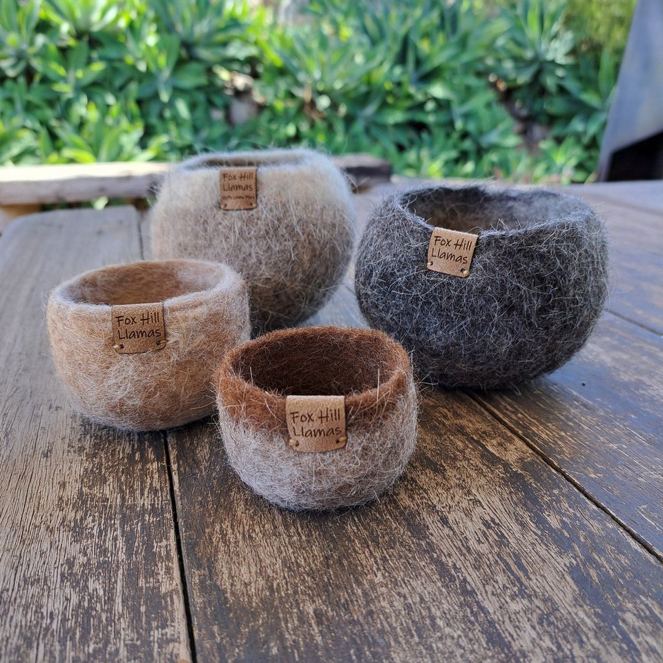 Soft Little Llama Fibre Pod, fuzzy bowl for rustic farmhouse decor