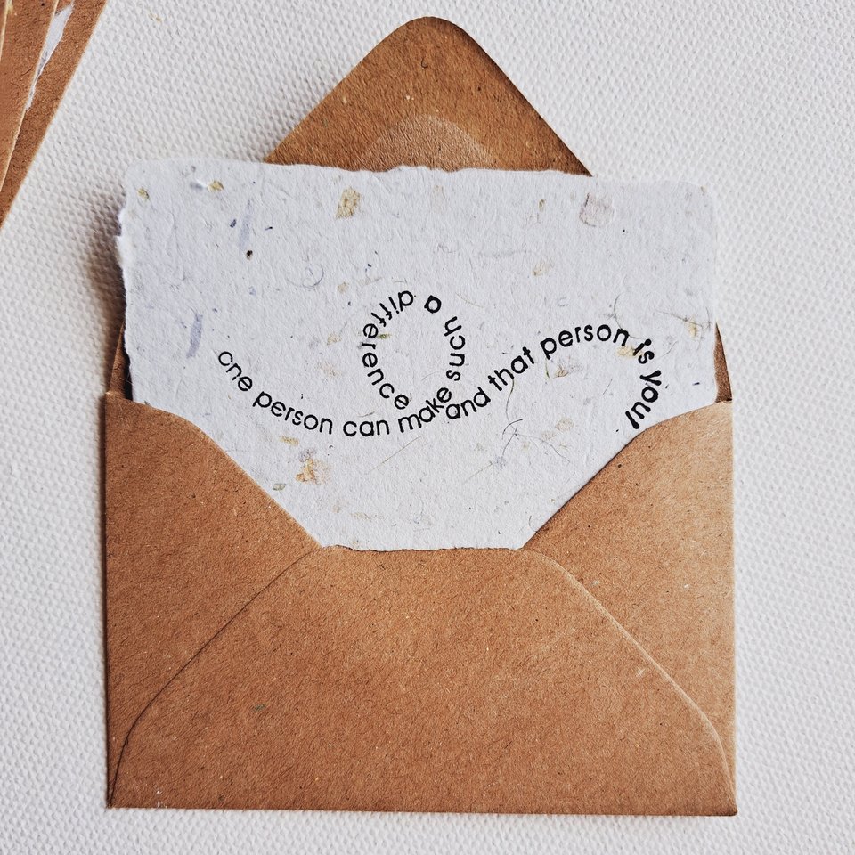 10 Mini Teacher Cards with Envelopes. Handmade Recycled Paper Notes for colleagues. For teachers. Mentor encouragement and inspiration
