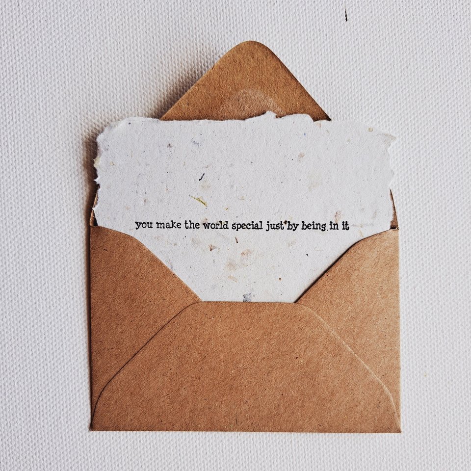 mini recycled paper love note