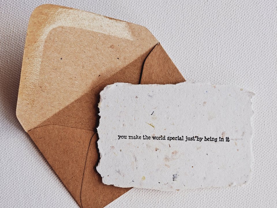 10 Mini Cards with Envelopes for Teachers, Parents, Friends. Handmade Recycled Paper love and encouragement notes