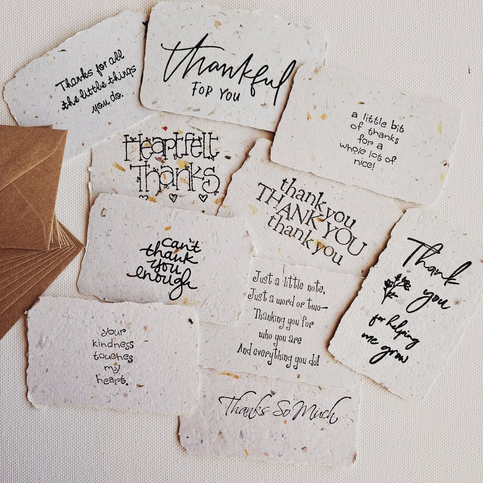 Mini Thank you Card and Envelope set  of 10