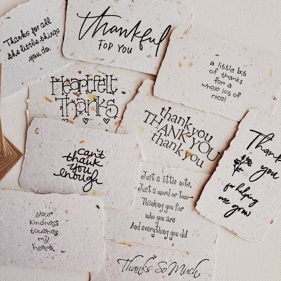 Mini Thank you Card and Envelope set  of 10